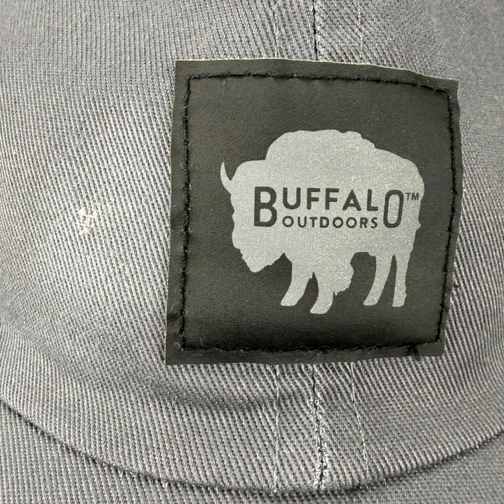 Buffalo Outdoors Mens Gray Cotton Baseball Cap Adjustable Dad Hat Logo Patch